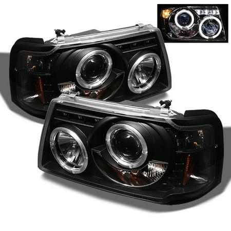 Gmc S15 Pickup Truck Headlight - Fits 2001-2012 Ford Ranger Pickup Truck 1pc Black Bezel Halo Projector Headlight