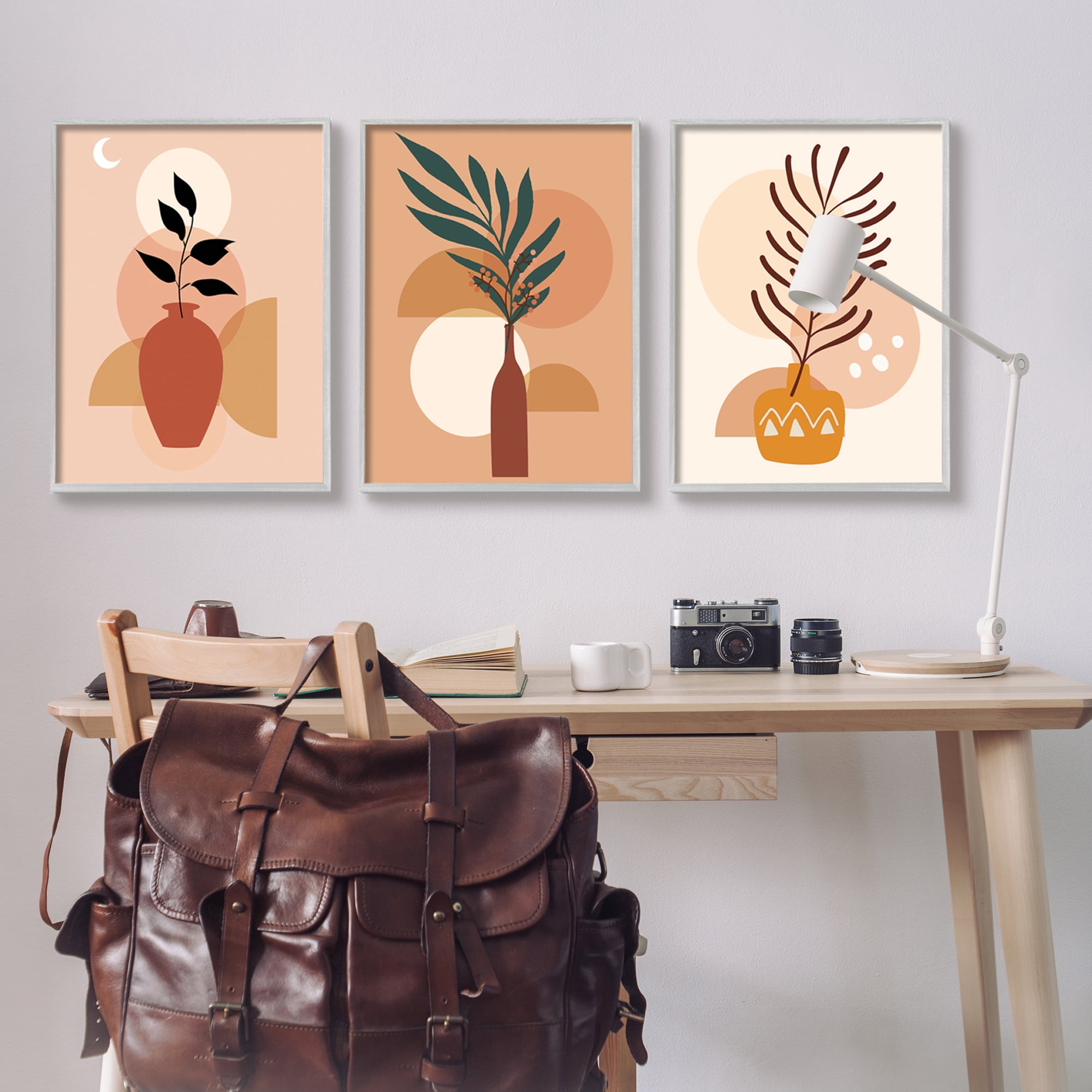 Stupell Industries Boho Plant Vases Botanical & Floral Painting Gray Framed Art Print Wall Art, 24 x 30