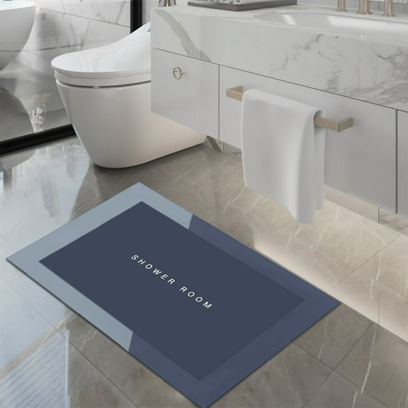 KMMYS Diatomaceous Bath Rug, Super Absorbent Quick Dry, Non-Slip Rubber Backing, Washable Bathroom Floor Mat for Bathtub, Shower Room, 16x24in, Easy to Clean, Modern Design