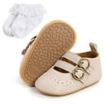 thumbnail image 3 of Baby Sneakers Soft Leather Anti-Slip Soft Sole Baby Walking Shoes with Socks, Baby Toddler Shoes 0-3 • 6-12 •12-18 Months, 3 of 7