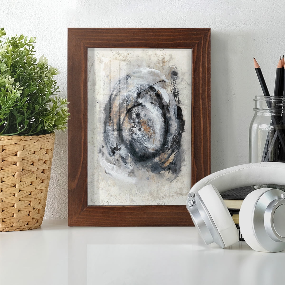 Circular Energy IV -Framed Print w/glass-Chestnut