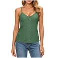 thumbnail image 4 of Yyeselk Womens V Neck Tank Tops Sleeveless Slim Fit Summer Camisole Adjustable Spaghetti Strap Eyelet Spring Shirts for Beach Vacation Casual Green M, 4 of 8