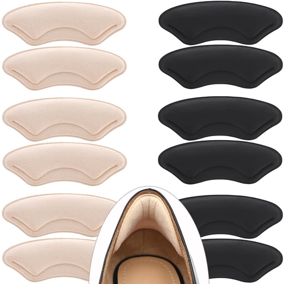 6 Pairs Comfowner Heel Cushion Pads, Comfort Shoe Grips Snugs for Big Shoes Loose Blisters and Pain