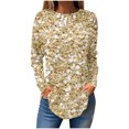 thumbnail image 2 of Sakmal Long Sleeve Womens Tops&nbsp;Clearance Under $10 Yellow Floral Crew Neck Tunic Ladies Shirts Clearance, 2 of 5