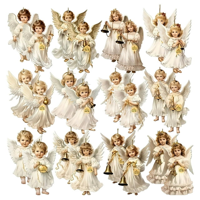 Angela Child Christmas Tree Ornament Set with 2D Design, Victorian Style for Holiday Decor, Durable Material for Tree Hanging and Gifts