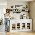thumbnail image 3 of LGHM 63" Sideboard Buffet Cabinet with Storage, Modern Credenza with 4 Doors & Adjustable Shelves, Wood Coffee Bar Kitchen Cabinet with 2 Large Drawers for Living Room, 3 of 17