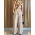 thumbnail image 4 of ChicMe Womens Jumpsuits Sleeveless Cut-Out Waist Backless Tie-Back Ruched Wide Leg Vacation Summer Jumpsuit for Women Beige-M, 4 of 9