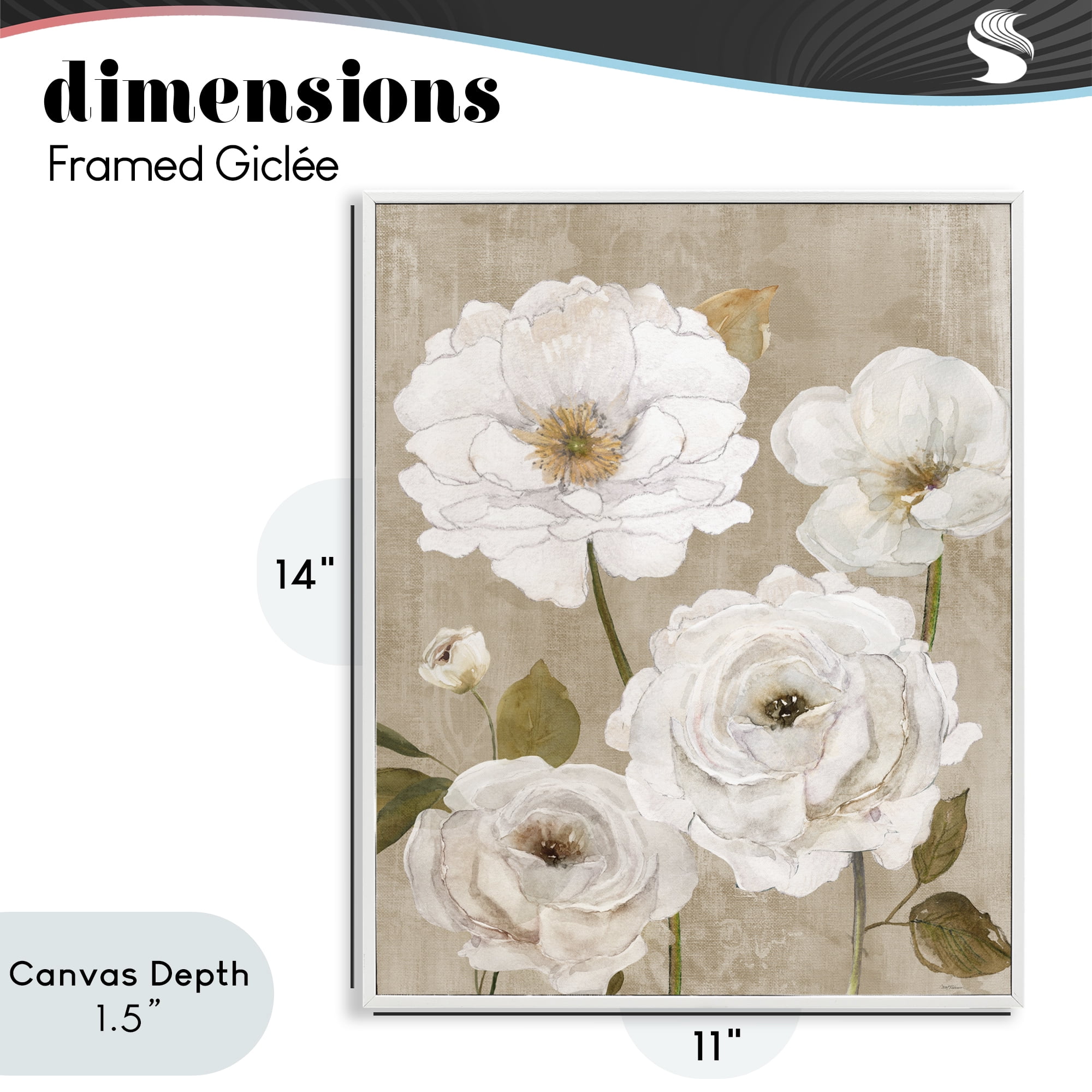 Stupell Industries Rustic Blooms in White White Framed Giclee Art, design by Carol Robinson