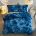thumbnail image 6 of Wajade Plush Duvet Cover Set 3 Piece - Luxury Ultra Soft Fluffy Fuzzy Comforter Cover with 2 Pillow Shams Faux Fur Bedding Set, Blue White Tie Dye,King Size, 6 of 6