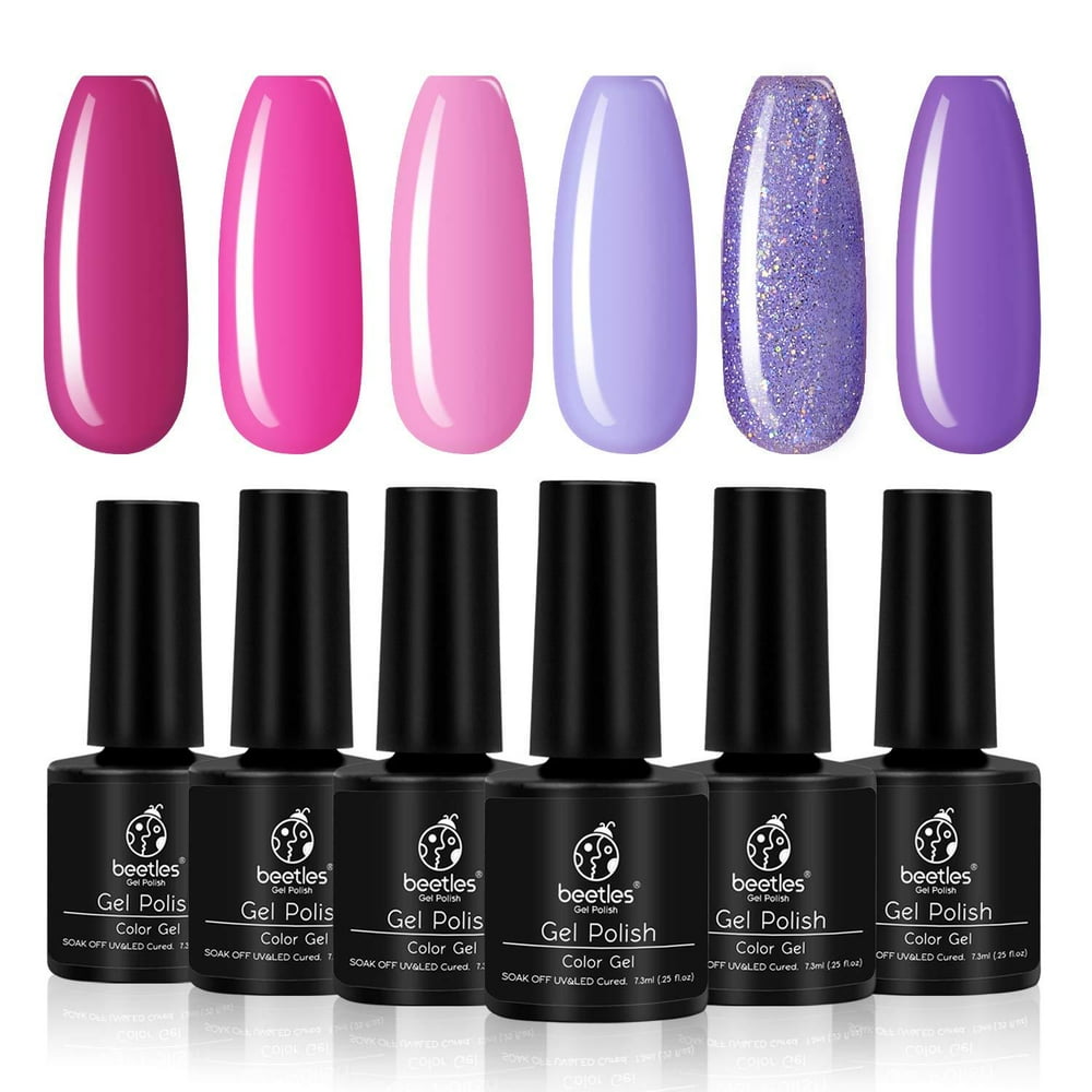 Beetles Summer Pink Gel Nail Polish Set 6PCS Colors Magenta Purple