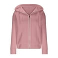 thumbnail image 4 of FRSASU Zip up Cardigan Sweatshirts for Women Long Sleeve Lightweight Solid Color Loose Casual Hoodies Fashion Jackets Pink, 4 of 4