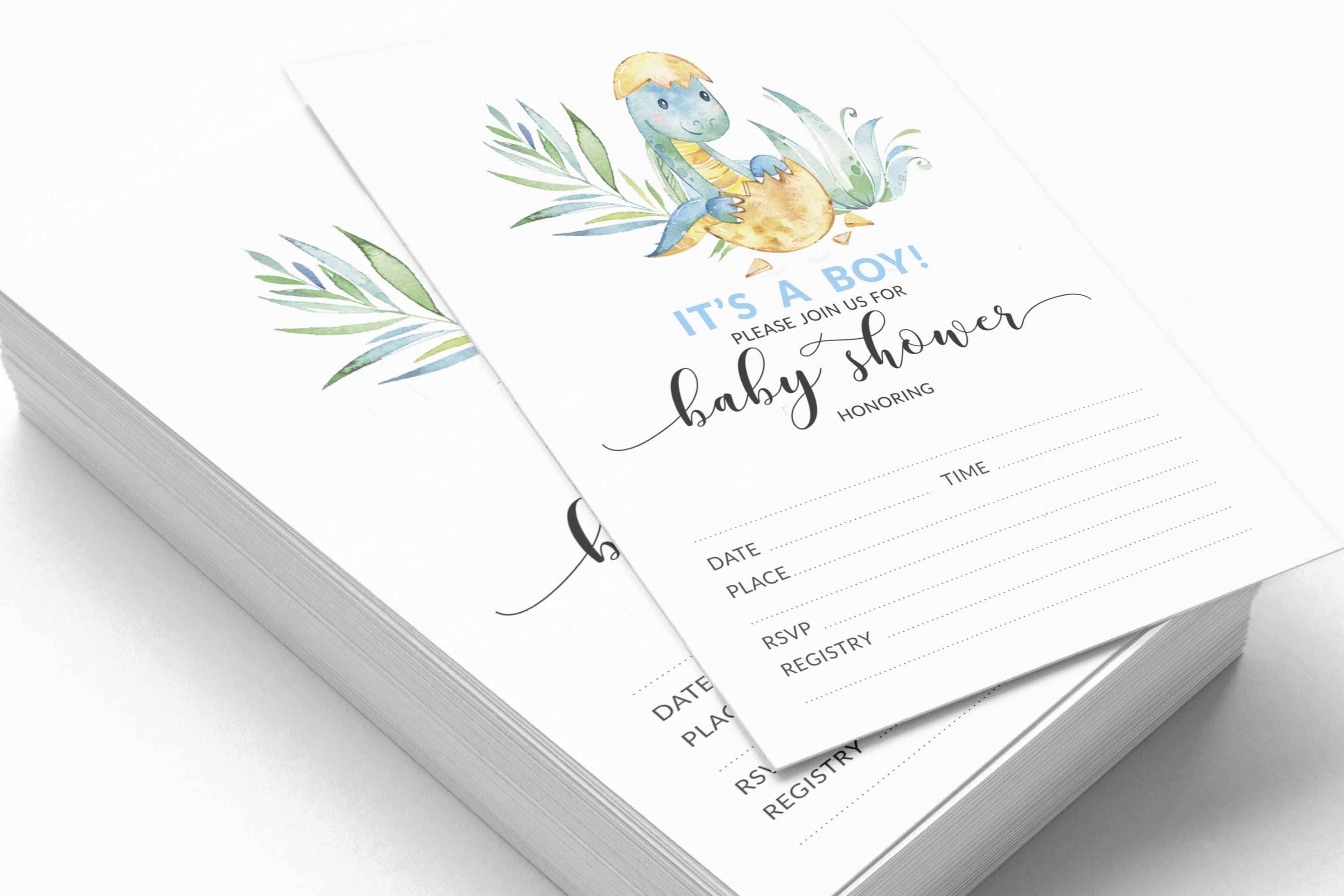 Inkdotpot Set Of 30Dinosaur Baby Shower Invitations-Diaper Raffle Tickets And Baby Shower Book Request Cards Jungle Animals Invites Its A Boy Its A Girl