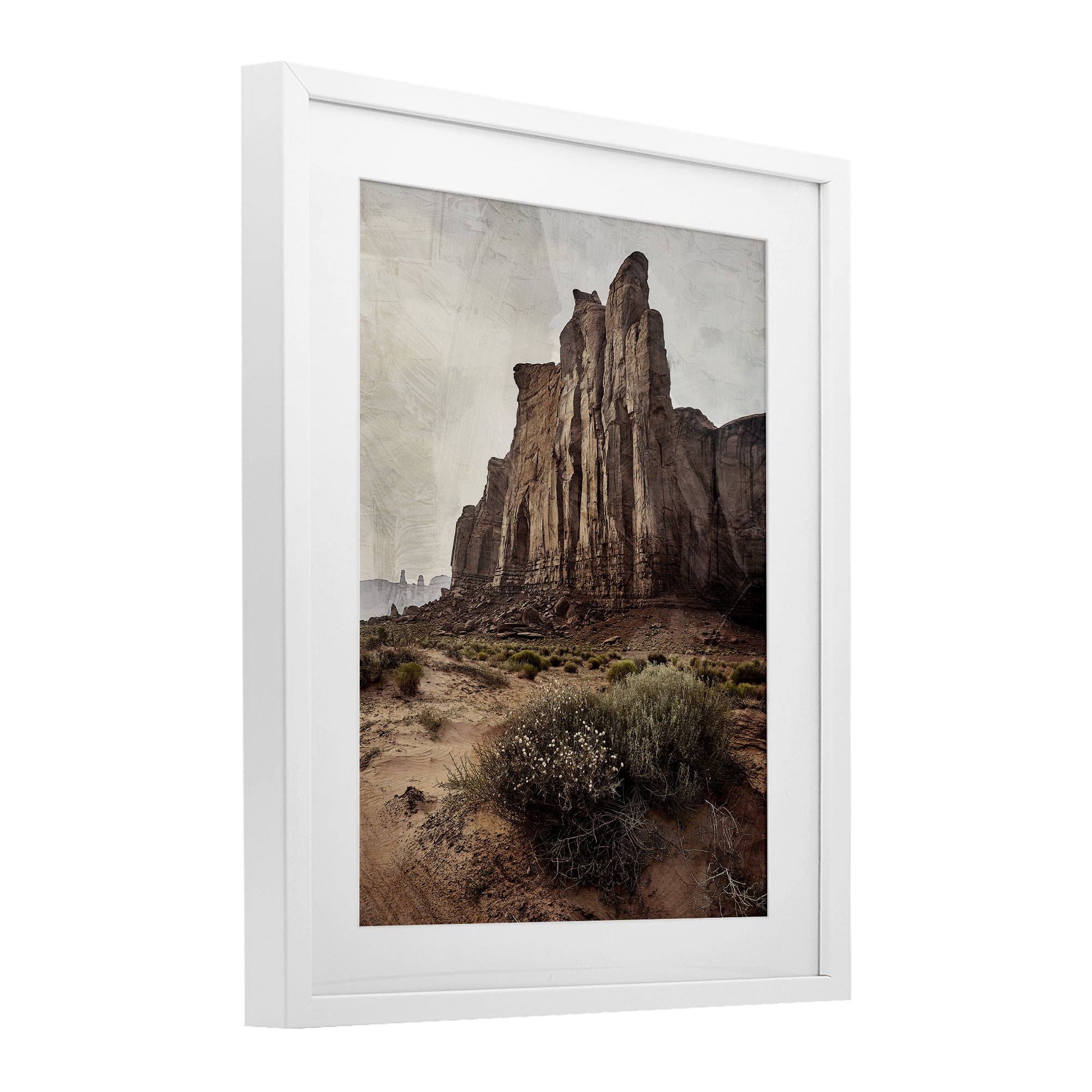 Stupell Industries Desolate Rock View White Framed Print Under Glass, design by Kim Allen
