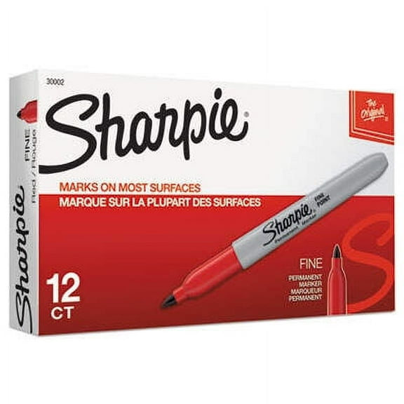 Sharpie 30002 Fine Point Permanent Marker, Red, Dozen