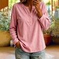 thumbnail image 2 of Levmjia Women's Solid Color V Neck Sweater Long Sleeve Button Detail Loose Fit Casual Knit Pullover Top for Fall Winter, 2 of 8