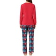 thumbnail image 3 of Conjunto de pijamas familiares de cuadros para mujer, camisetas de manga larga y pantalones, color rojo, 3 of 4