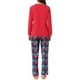 thumbnail image 3 of Conjunto de pijamas familiares de cuadros para mujer, camisetas de manga larga y pantalones, color rojo, 3 of 4