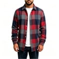 thumbnail image 2 of TKKCS Mens Long Sleeve Plaid Button Down Shirts- Turn Down Collar Casual Midweight Layering Flannel Jacket Shirt Red Size XL, 2 of 10