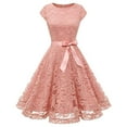 thumbnail image 1 of B91xZ Chemise Robe Femmes Flutter Manches Smocked Midi Robe V Cou Robes à Plusieurs Niveaux Casual, Rose XL, 1 of 3