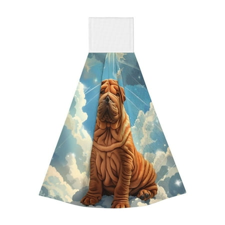 

Disketp Sunshine Cloud Bulldog Hanging Kitchen Towel Tie Towels Tea Bar Dish Cloths Dry Towel for Laundry Room Decor (18*14in)