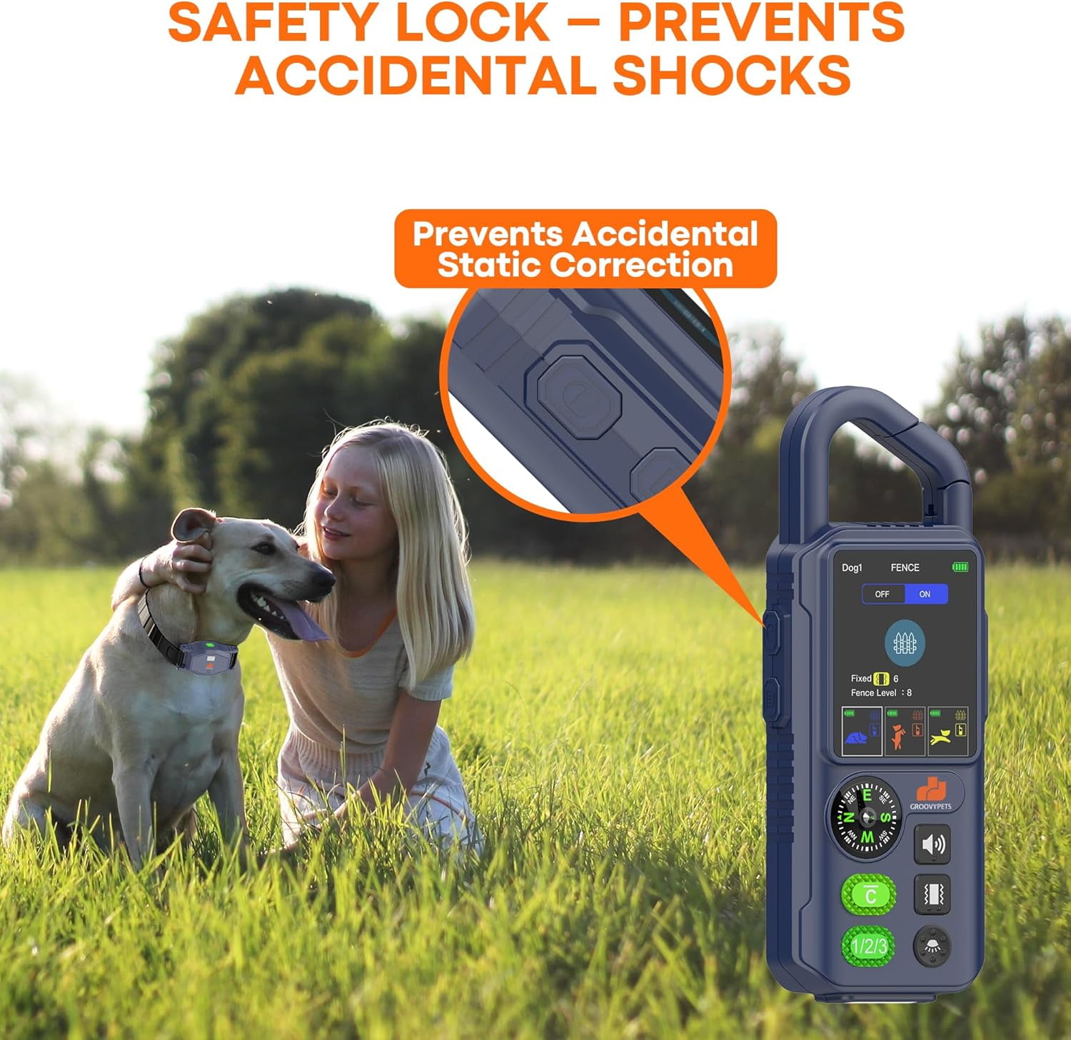 Wireless Dog Fence with Remote Training Collar, 1100 Yard Range, Waterproof E-Collar, 3 Training Modes, Compass & Flashlight for Medium Large Dogs