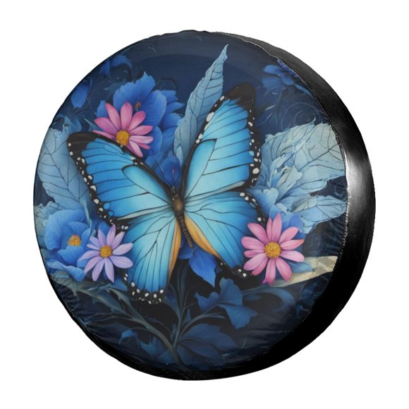 Dujiea - Funda Universal Para Neumáticos De Repuesto Con Diseño De Flores De Mariposas, Color Azul