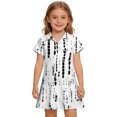 thumbnail image 2 of CCRFTGI Polo Dress for Kids Girls Size 6-7 Back To School Short Sleeve School Uniform Casual Polka Dots Pleated Flare Skater Polo Dresses Summer Button-Down Collar Picque Polo Dress White 5-6 Years, 2 of 5