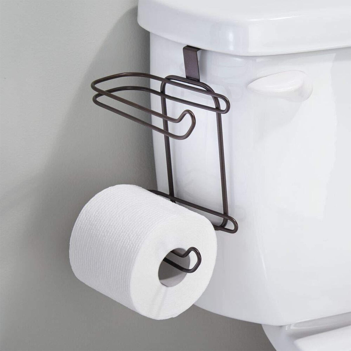 Chrome Extra Toilet Paper Storage 2 Rolls Holder Bathroom Tissue Over the Tank 