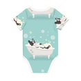 thumbnail image 2 of Daiia French Bulldog Taking a Bath Printed Unisex-Baby Short Sleeve Onesies Bodysuits Baby Climbing Clothes Soft and Comfortable Romper with Expandable Shoulder Design-12 Months, 2 of 8