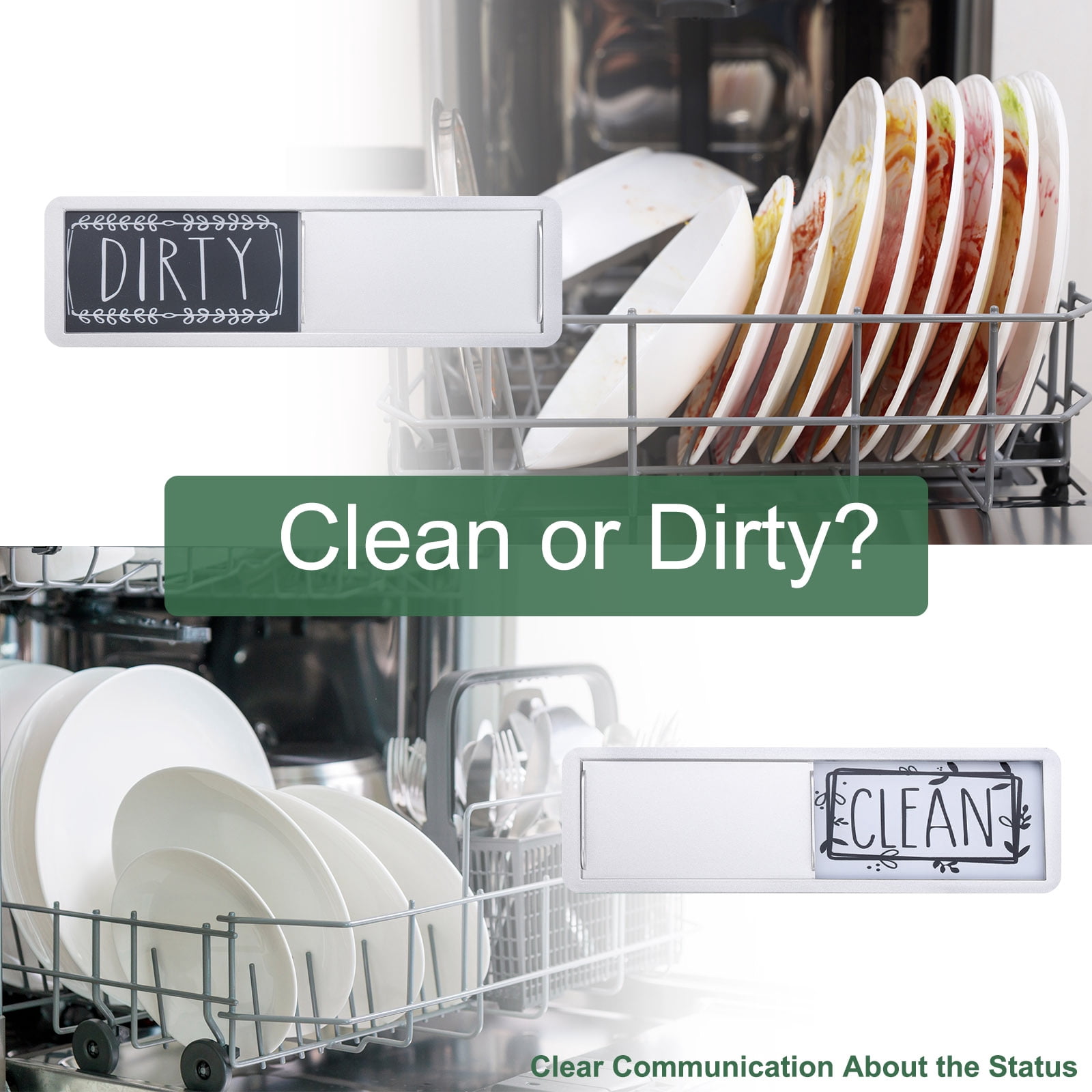 Unique Bargains Dishwasher Magnet Clean Dirty Sign for Kitchen Restaurant Black/White
