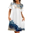 thumbnail image 1 of Innerwin Robe d'Été Évasée pour Femmes, mini-Robe Courte Bohème, Tunique Décontractée, Robe t-Shirt, Marbre TG, 1 of 3