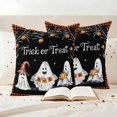 thumbnail image 3 of Halloween Ghost Outdoor Waterproof Pillow Covers, Funny Spooky Pumpkin Orange Plaid Decorative Square Throw Pillowcase Sofa Cushion Sham for Patio/Couch/Chair, 16"x16" 2 Pack, 3 of 8