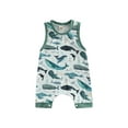 thumbnail image 1 of Franhais Newborn Sleeveless Patchwork Edge Romper, Marine Animals Printed Round Neck Snap Crotch Loose Fit Bodysuit, 1 of 8