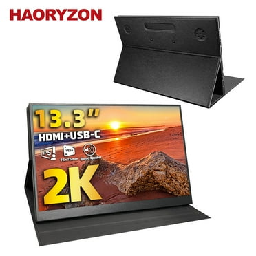 13.3-inch Portable Monitor FHD 1920x1080 IPS Display USB-C & HDMI Ultra-Slim Extended Screen Built-in Speakers HDR for Laptop MacBook Smartphone Gaming Office Work Travel Black