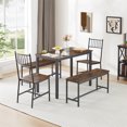 thumbnail image 2 of 5 Piece Dining Table Set, Small Dining Room Table Set with Metal Frame, Industrial Kitchen Table and Chairs for 4, Wooden Table Top, Suitable for Small Spaces, Breakfast, Dining, Vintage Brown, 2 of 9