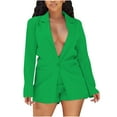 thumbnail image 2 of Aboser Women Suits 2 piece Fashion Suits with Blazer Casual Solid Long Sleeve Blazer with Shorts Pants Button Business Jacket, 2 of 8