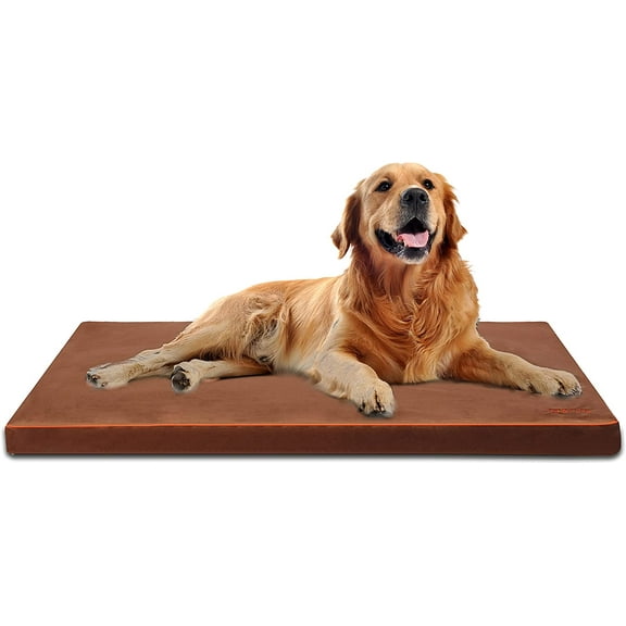 QIAOQI Large Orthopedic Dog Bed with Removable Cover, Brown