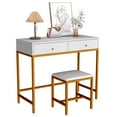 thumbnail image 5 of Ciumeeo Writing Desk with Cushioned Stool Set, 2 Drawers, for Home Office, 35.4''x15.7'', White, 5 of 10