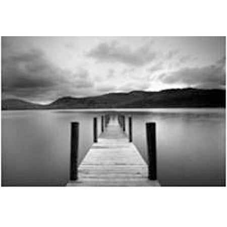Lake Wall Art lake view from the pier black and white canvas wall art, 40" x 30 Lake Wall Art lake view from the pier black and white canvas wall art, 40" x 30