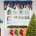 thumbnail image 3 of Christmas Snowman Tie Up Valances Curtain, Xmas Snowflake Tree Navy Blue Adjustable Rod Pocket Short Window Treatment Tie Up Curtains Valances for Kitchen Living Room Bathroom 42x18 Inches, 3 of 9