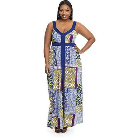 Miss Tina Women's Plus-Size Colorblock Maxi Dress - Walmart.com