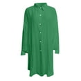 thumbnail image 7 of Dazajoo Womens Button Down Linen Shirts 2025 Summer Casual Long Sleeve Cotton Blouses Lightweight Baggy Solid Color Lapel Tunic Tops,Green,XXXXL, 7 of 7