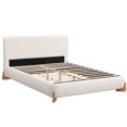 thumbnail image 2 of JERFIT King Size Upholstered Bed Frame, White Boucle Fabric Platform Bed with Wood Slats Support, Modern Luxury Bedroom Centerpiece, 2 of 10
