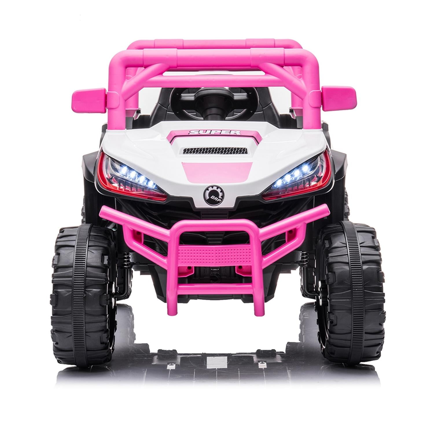 CIPACHO 12 V Powered Ride Ons Four Wheel Drive Leather Electric Car for Kids with 2.4G R/C, Seat Belt four Wheel Absorber, Pink CIPACHO 12 V Powered Ride Ons Four Wheel Drive Leather Electric Car for Kids with 2.4G R/C, Seat Belt four Wheel Absorber, Pink