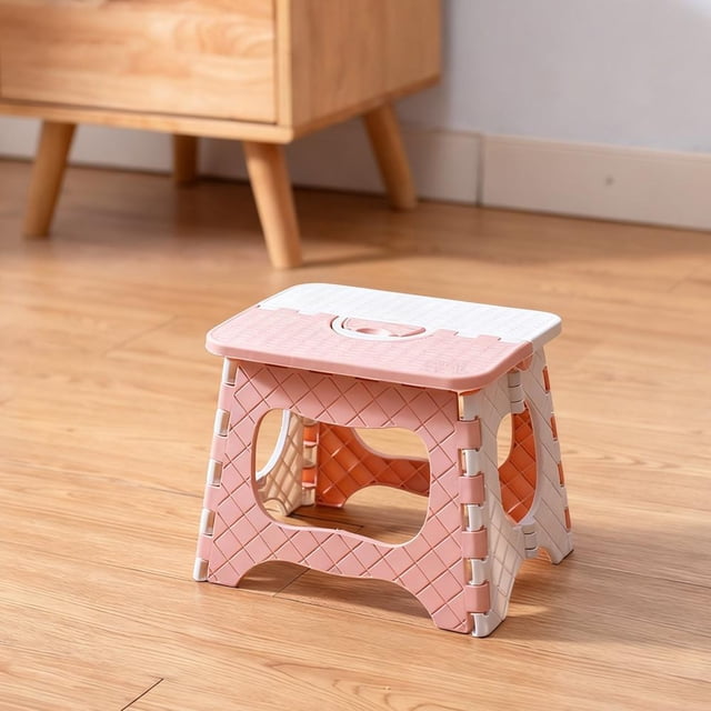 Adjustable Height Foldable Stool, Portable Compact Lightweight for Camping Fishing Indoor and Outdoor Use with Non-Slip Base Durable Plastic Construction