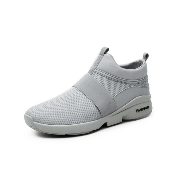 SIMANLAN Mens Slip-on Sneakers Breathale Walking Athletic Workout Running Shoes Gray 13