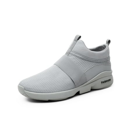 

Lacyhop Mens Work Comfortable Sneaker Non-slip Slip On Casual Sneakers Breathable Round Toe Comfort Shoe Gray 10