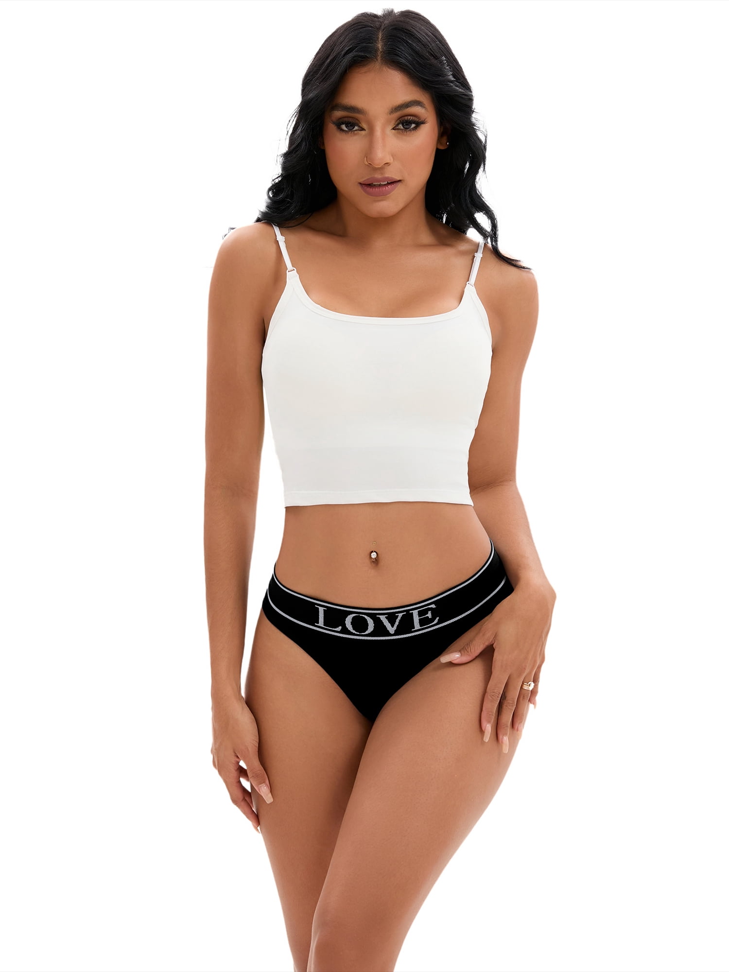 Unique Bargains Women's High Elasticity Panties Mid-Waisted No Trace Briefs L Black