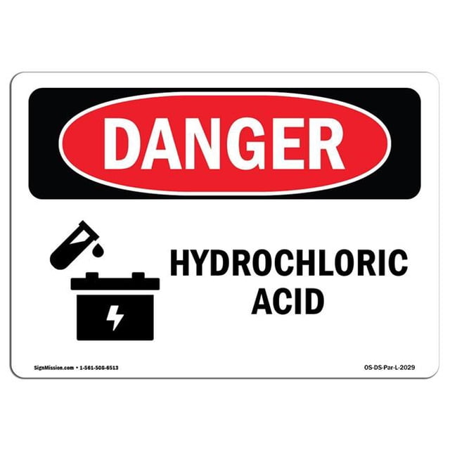 SignMission OS-DS-A-1014-L-2029 Panneau de Danger OSHA 10 x 14 Po. - Acide Hydrochlorique
