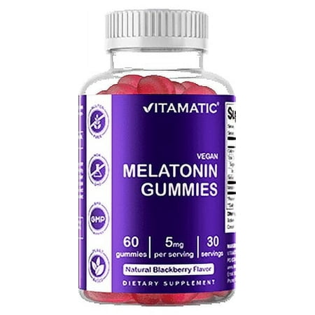 Vitamatic Melatonin Gummies for Kids & Adults - (2.5mg 5mg & 10mg Doses) - 60 Vegan Gummies - Natural Sleep Aid Supplement
